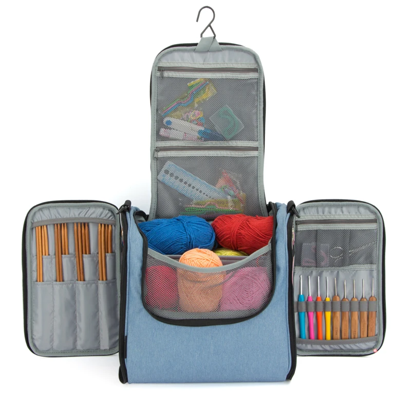 

High Capacity Yarn Storage Knitting Bag Yarn Tote Organizer Bag with Shoulder Strap and Hook for Cotton Yarns, Knitting Needles/, Red, pink, grey, black, purple, blue, green or customized color