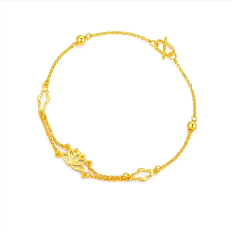 

Gold Plated Lotus Bracelet Vacuum Plating Lotus Bracelet Exquisite Craftsmanship Gold Ladies Jewelry