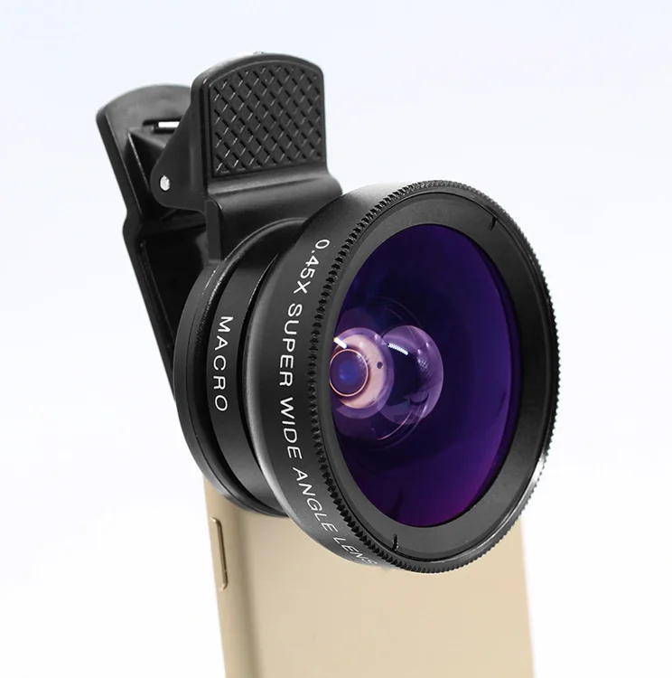 

Professional Kit with 0.45X Super Wide Angle Lens 12.5X Macro Lens Cell Phone Camera Lens Kit for iPhone and Android, Black,silver,gold,rose gold