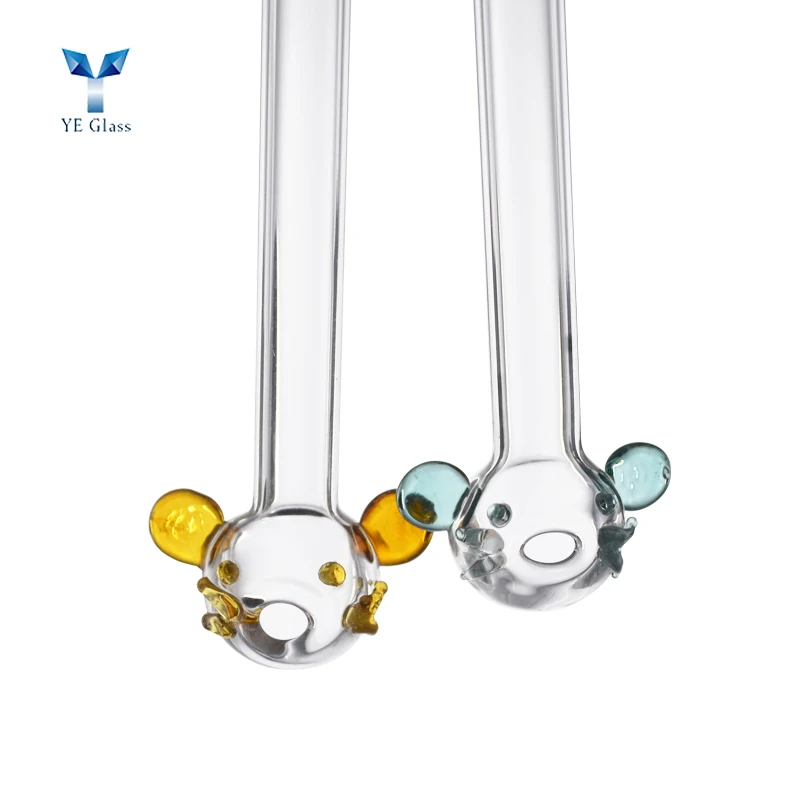

Customized Animal Transparent Borosilicate Glass Straw for Drinking