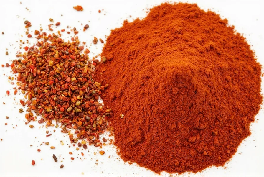 Comparison table of chili powder vs red pepper flakes