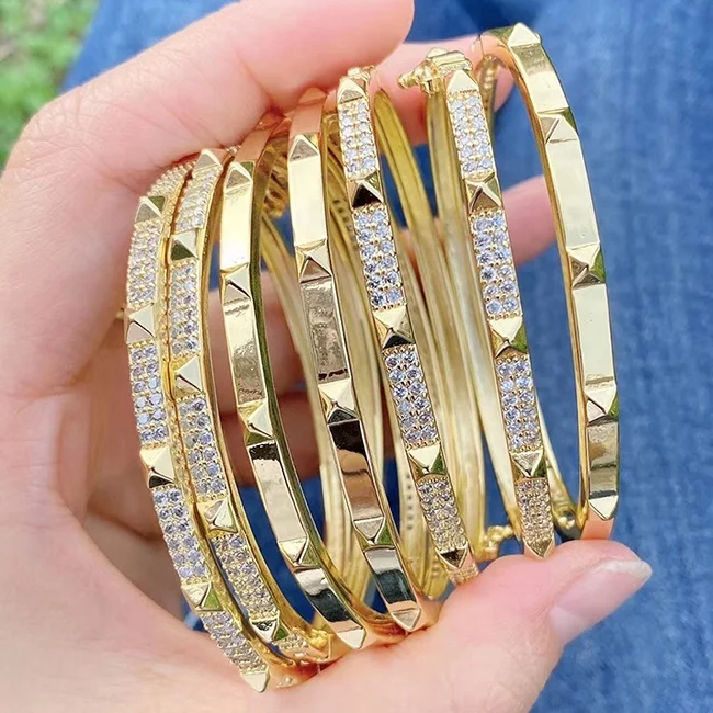 

2021 fashion zircon bangles crystal bracelets for women 51479 crystal Luxury jewelry 18K plated brass zircon bangles