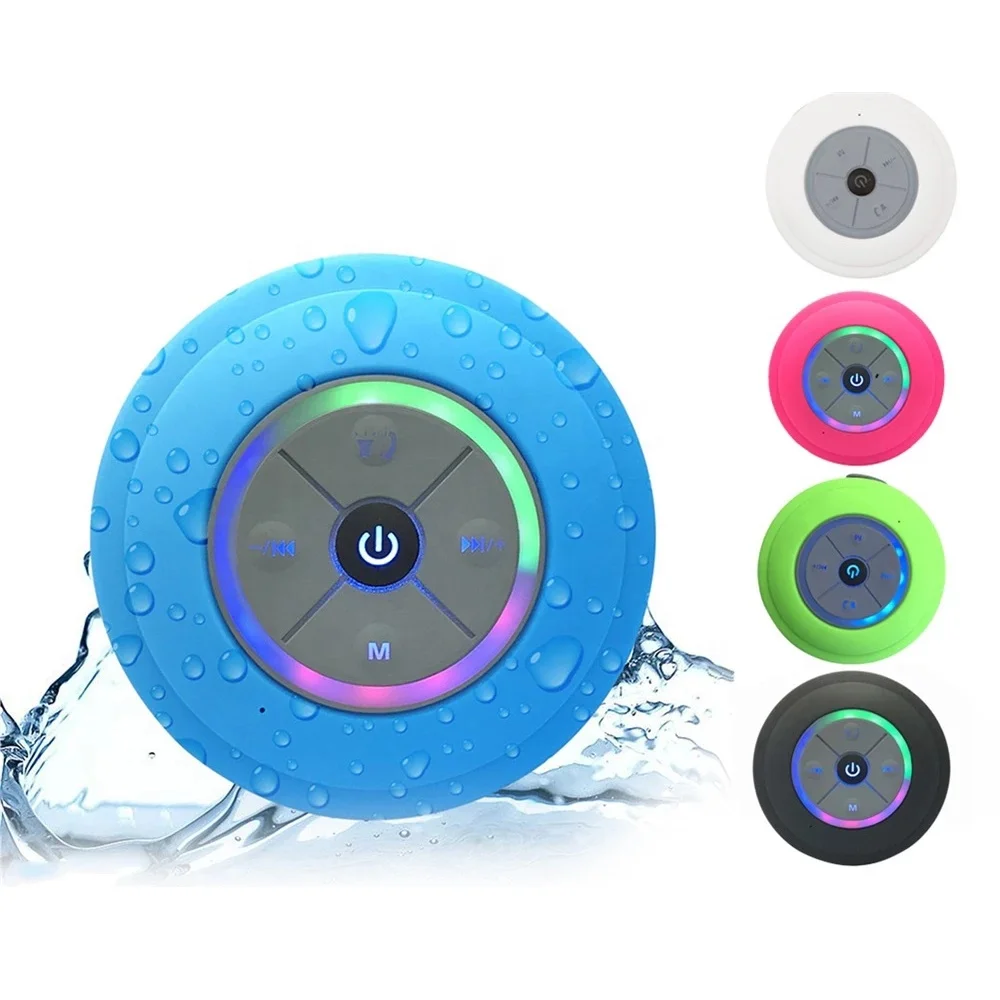

Colorful BT Q9 LED light RGB Loud Subwoofer Handsfree portable Shower Waterproof Mobile Phone Wireless Speaker with Suction Cup, Black,white,blue,pink,yellow