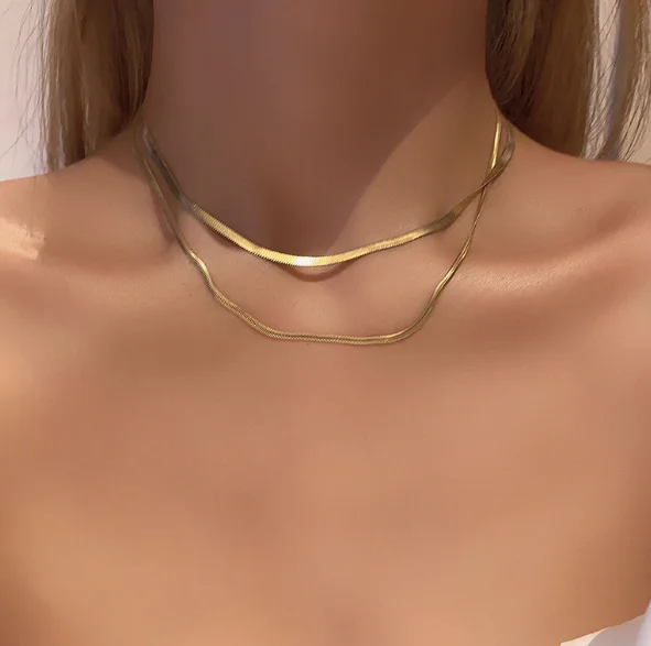 

Fashion Jewelry 4mm -6mm Flat Snake Bone Chain Necklace Simple Choker Women Herringbone Chain Necklace, Gold,rose gold,steel,etc