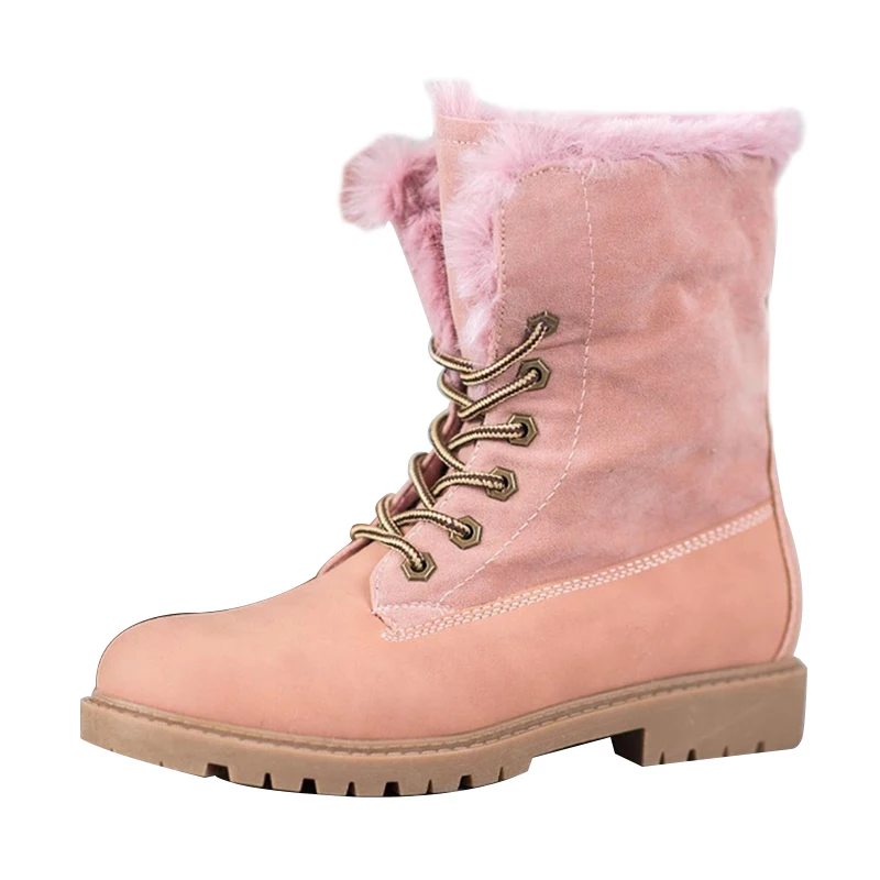 

Amazon AliExpress Hot Sale Women's Boots Plus Size Solid Color Wedge Flanging Lace-Up Women Boots Winter