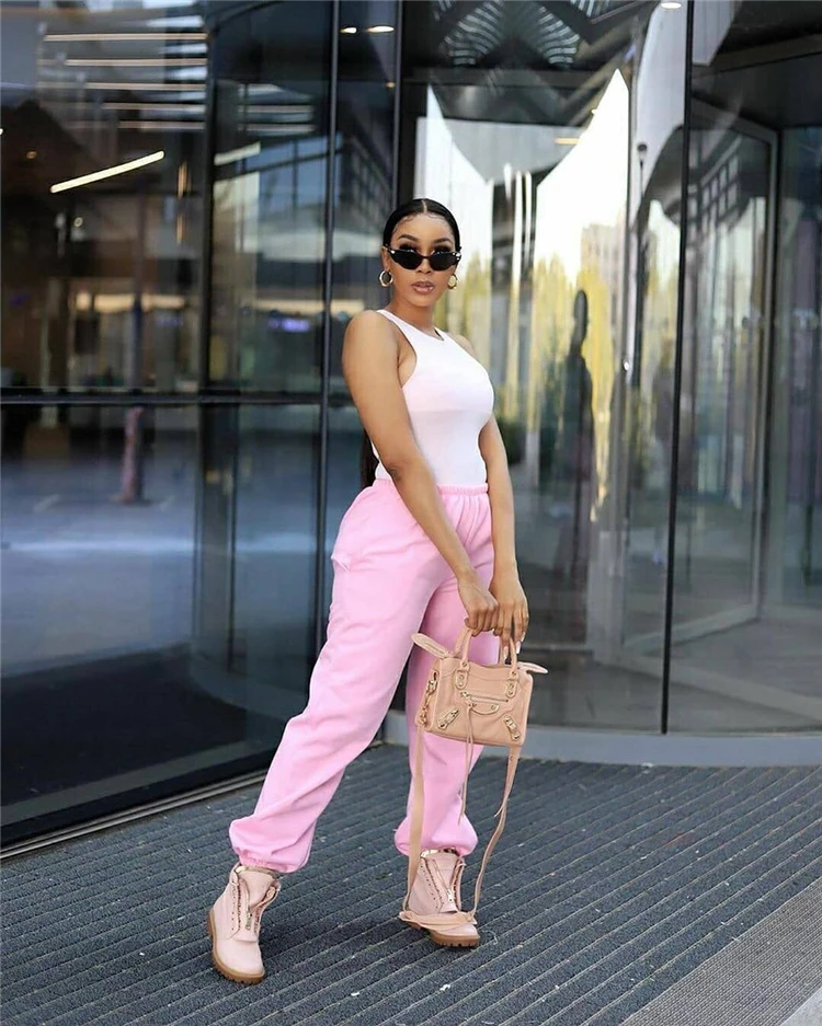 

M11781 2020 new arrivals autumn high waist thick trousers womens casual stacked pants