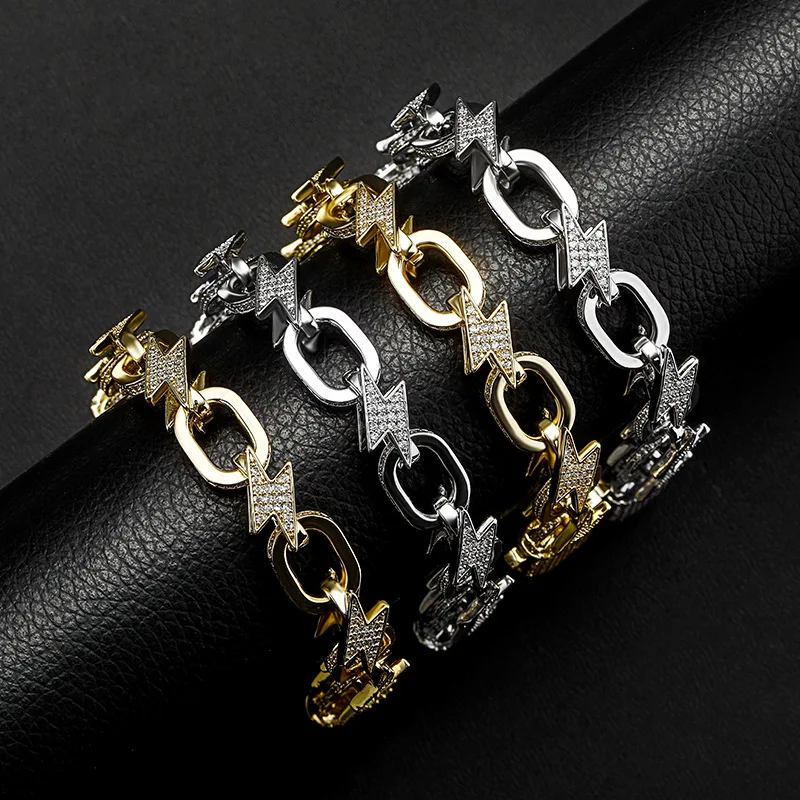 

AAA Cubic Zircon 13mm Miami Cuban Link bracelets Prong figaro bracelet For Men Fashion Jewelry Wholesale, Many colors available