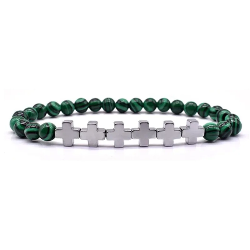 

Men unique Luxury charms Handmade Crosses Hematite Beads Bracelet Tiger eye Skull Natural Beads Bracelet 11 colors to choose