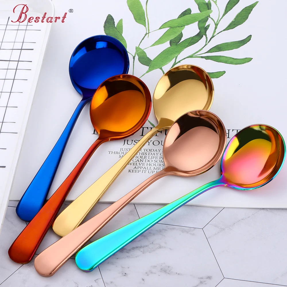 

Amazon top seller tableware Professional Coffee Cupping Spoon Stainless Steel Round Cupping Spoon With CustomLogo, Silver/gold/rose gold/black/blue/purple/rainbow