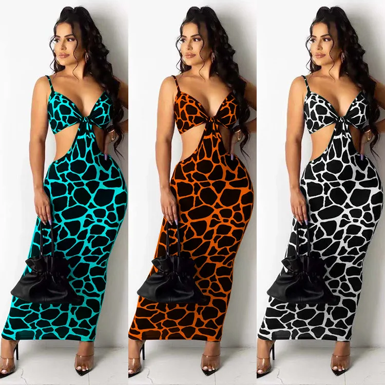 

THE NEW 2021 monki leopard print ladies elegant women clothing dress sexy backless bodycon dress women hole dress