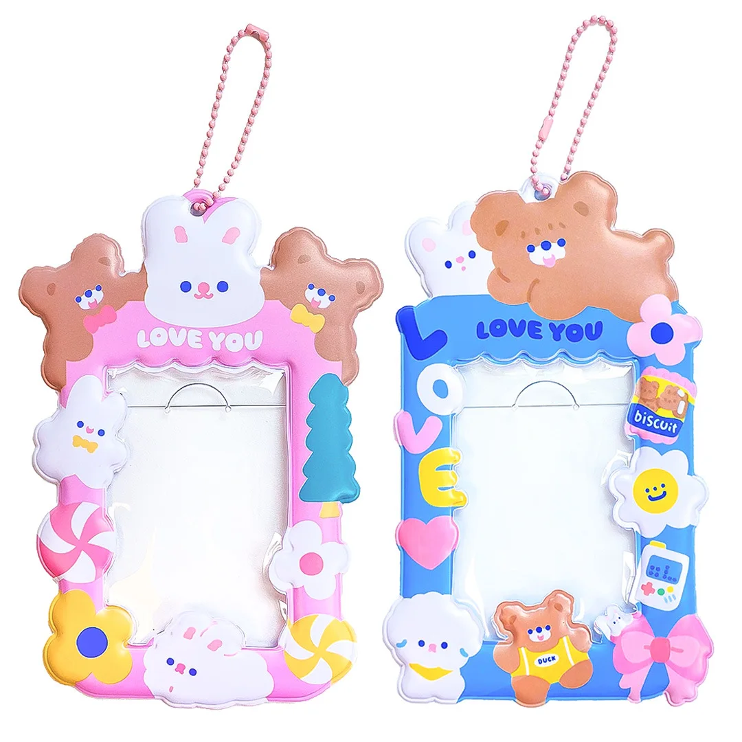

Cute Forest Rabbit Bear Card holder Soft kpop bangtan Boys top loader Stars Support PVC Photo Collect card holders, Pms color