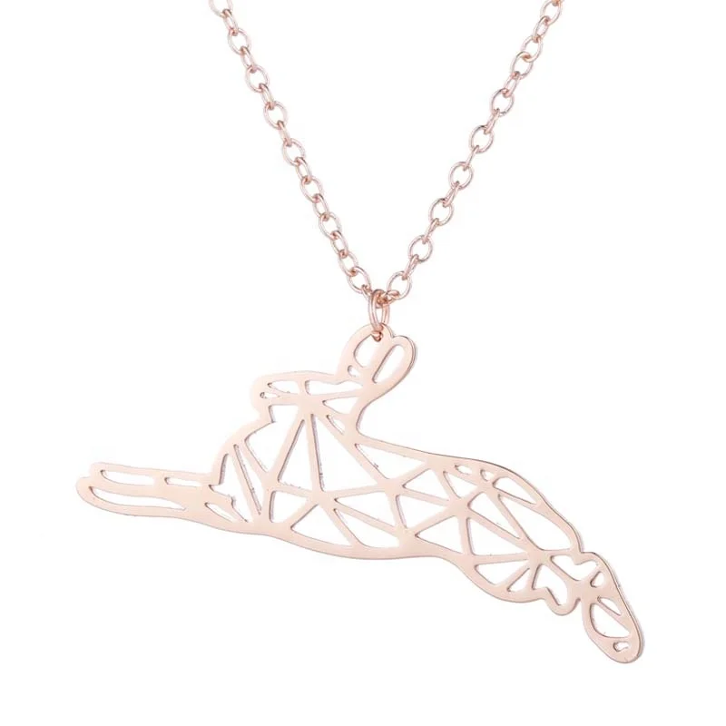 

Creativity Personalized stainless steel Cute Animal Bunny geometric Necklace bunny necklace origami necklace