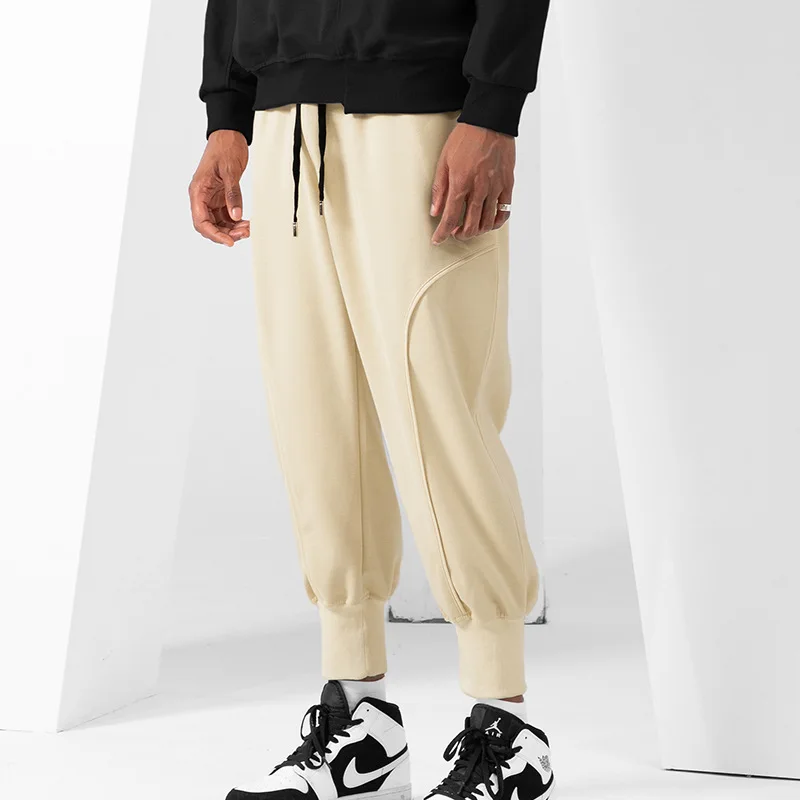 

Men's trousers new 280 grams weight men's casual pants large size solid color straight drawstring drawstring pants