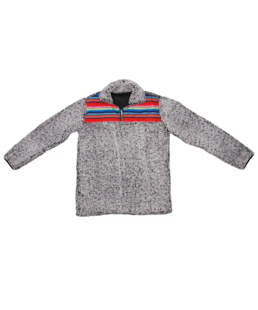 

RTS Kids Winter Flannel Sherpa Jacket Adult Long Sleeve Serape Pullover Sweater