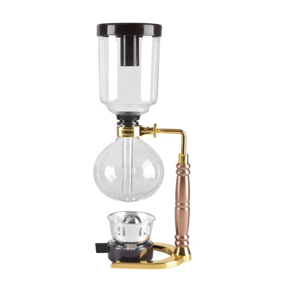 

CAFEMASY Glass Siphonic Vacuum Syphon Glass Siphon Coffee Maker Black/Gold Syphon Coffee Maker, Black, gold, rose gold