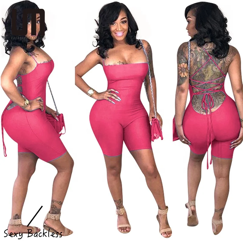 

Liu Ming Summer Women Sexy Backless Party Plus Size 3XL Bodysuits Playsuits 2022 Short Jumpsuits, Customized color