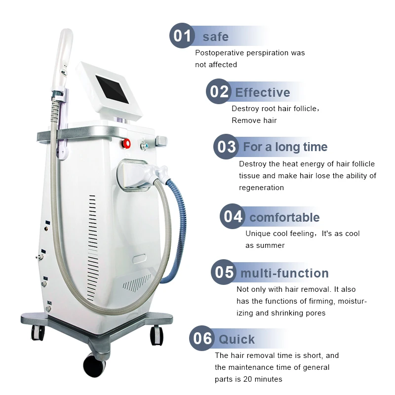 

low price vertical commercial multifunctional ipl long pulse nd yag painless bikini laser hair removal machine device for sale