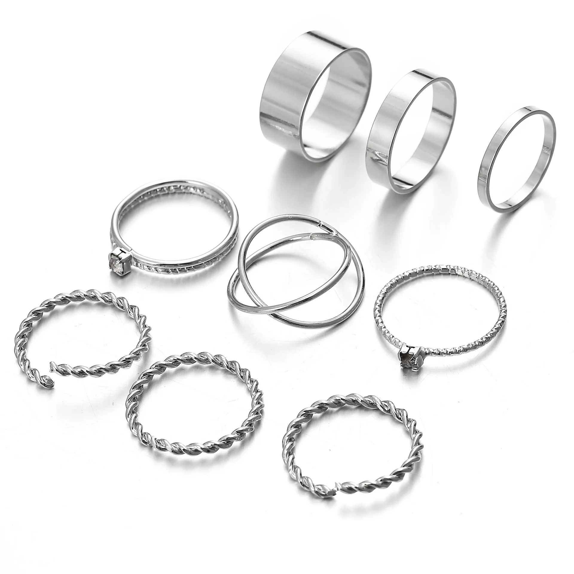 

Popular golden ring geometric circular ring set 9pc/set, As pic