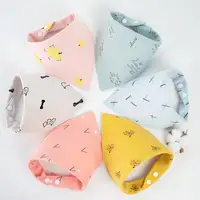 

High quality 200gsm cotton 2 snaps baby bandana bibs for infant drooling and teething