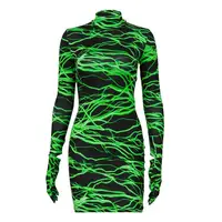 

Wholesale fall clothing women long sleeve turtleneck bodycon dress with gloves