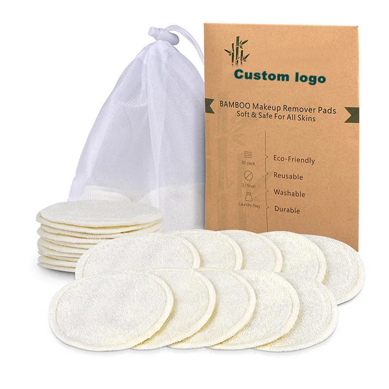 

Natural 100% Pure Organic Cotton Bamboo Soft Pads Eco Friendly Reusable Makeup Remover Pads Kit