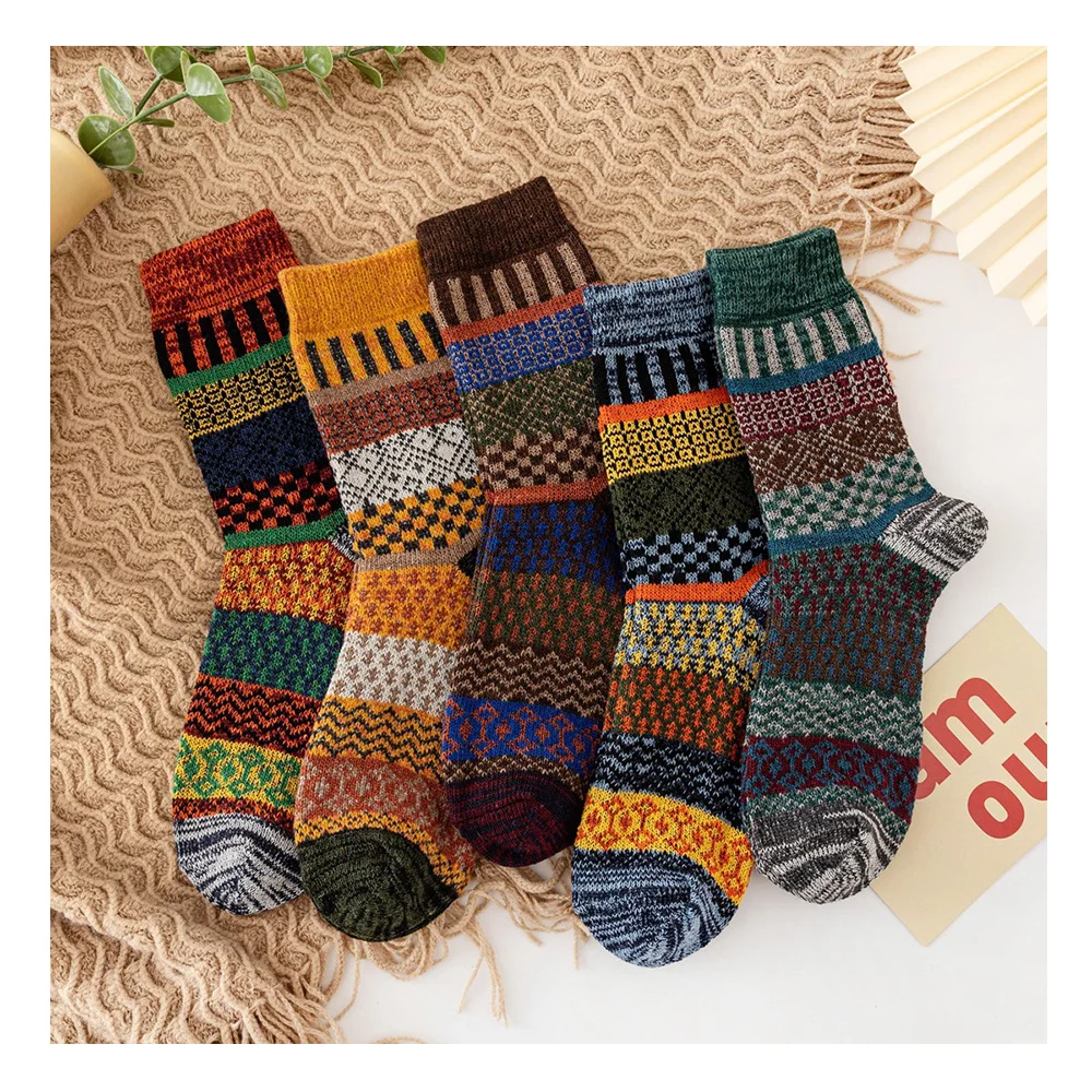 

Unisex men colorful thick terry cushioned warm heated socks winter crew thermal socks woman