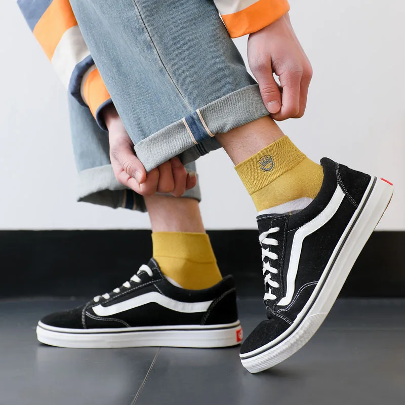 

Bamboo fiber socks men embroidery custom medias hombre cotton socks breathable wholesale short socks