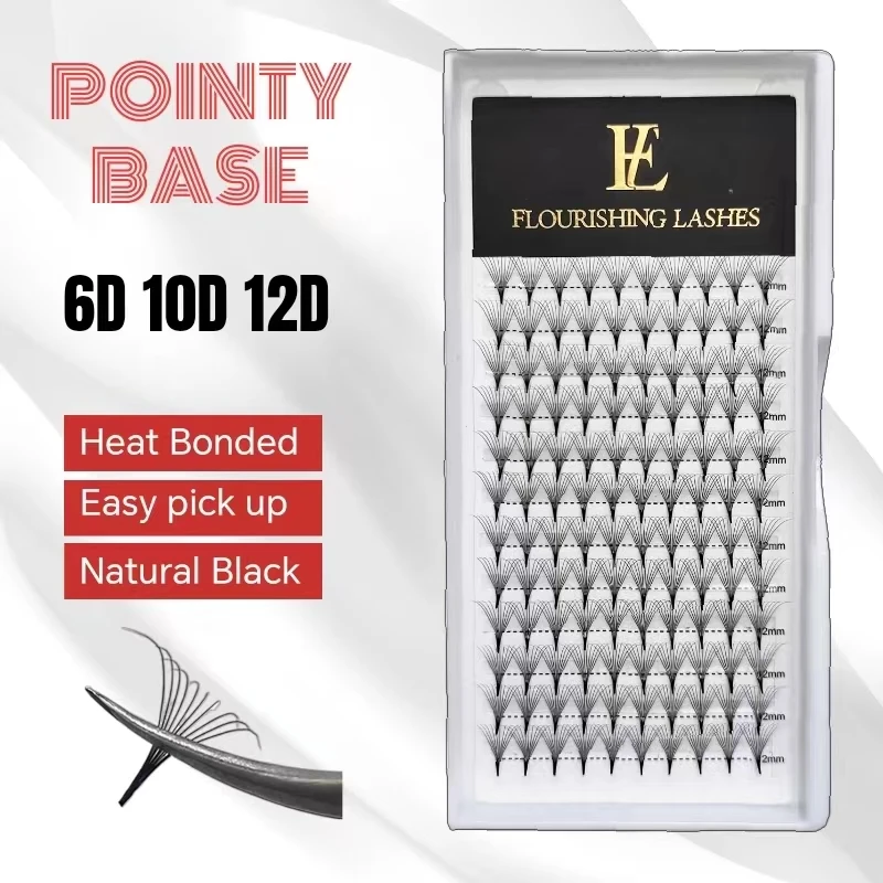 Wholesale Pre Made Pointy Base Volume Fan Eyelash Extensions 6D 10D 12D .05 0.07mm Pointy Long Stem Premade Volume Eyelash Fans