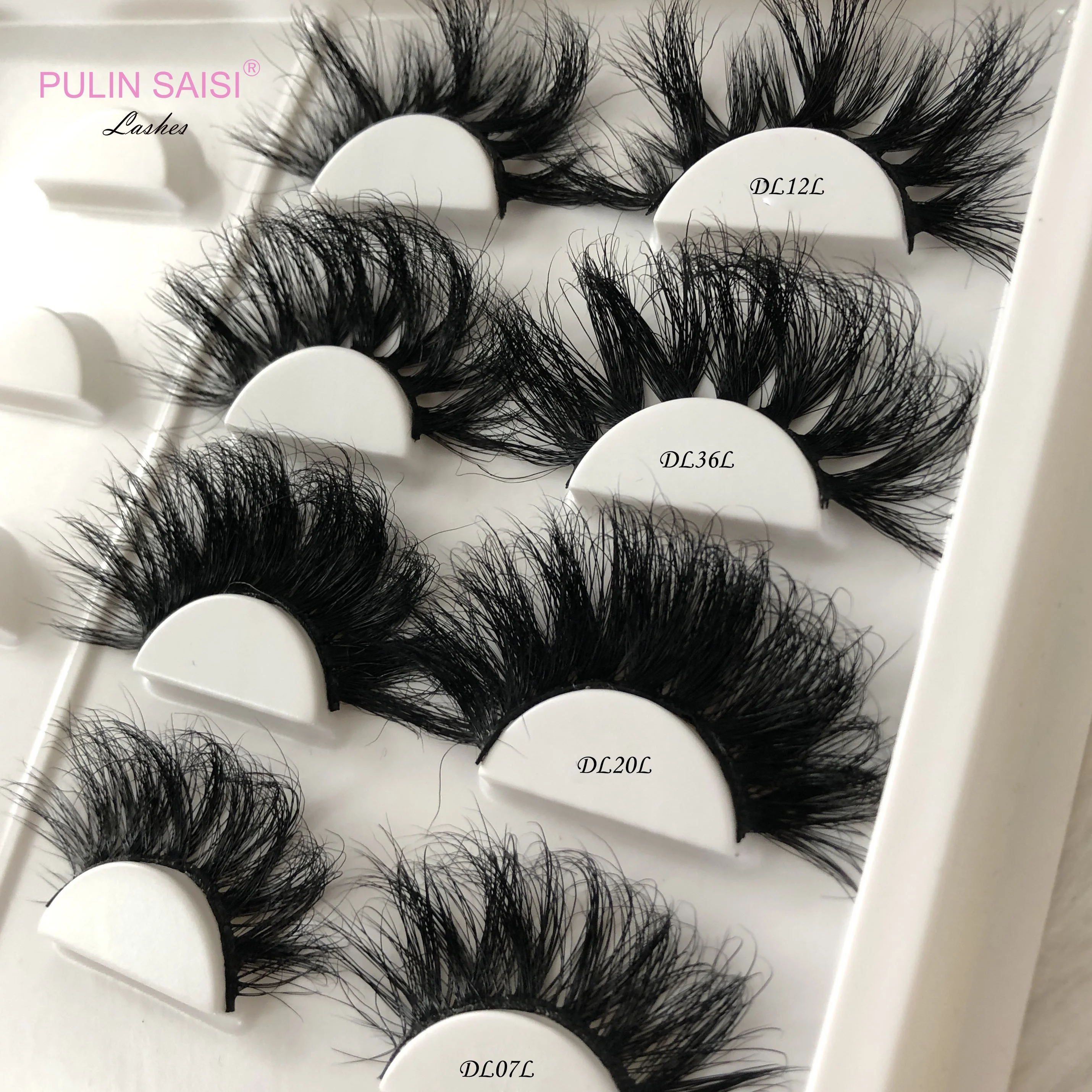 

PulinSaisi Siberian real false wispy fluffy full strip mink lashes3d lashes wholesale 5d 25mm mink eyelash vendor, Black