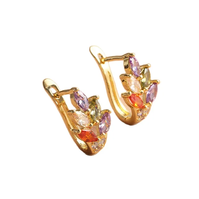 

Hot Sale Environmental Protection Copper Plated White Gold Inlaid Zircon Earrings Flower Earrings Earrings