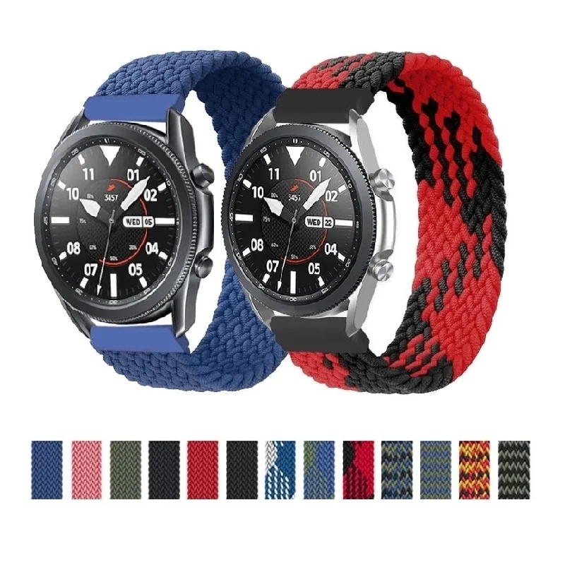

20mm/22mm Braided Solo Loop Band for Samsung Galaxy watch 3/46mm/42mm/active 2/Gear S3 bracelet Huawei watch GT/2/2e/Pro strap, 23colors