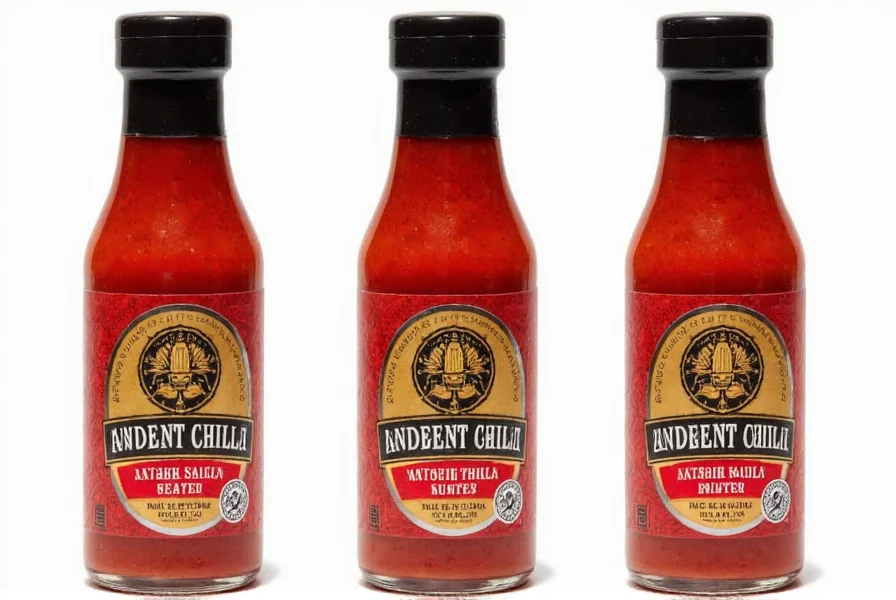Sweet Chili Thai Sauce Bottles on Dining Table with Appetizers