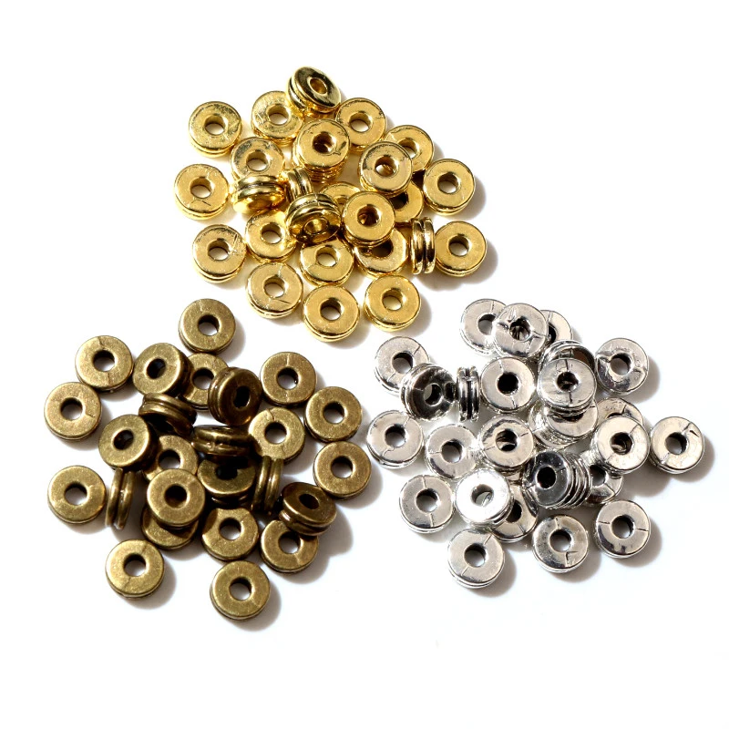 

100pcs 6x6x2.5mm Antique Gold Silver Plated Spacer Beads Ball Crimp End Beads Stopper For Diy Jewelry Making Findings Supplies