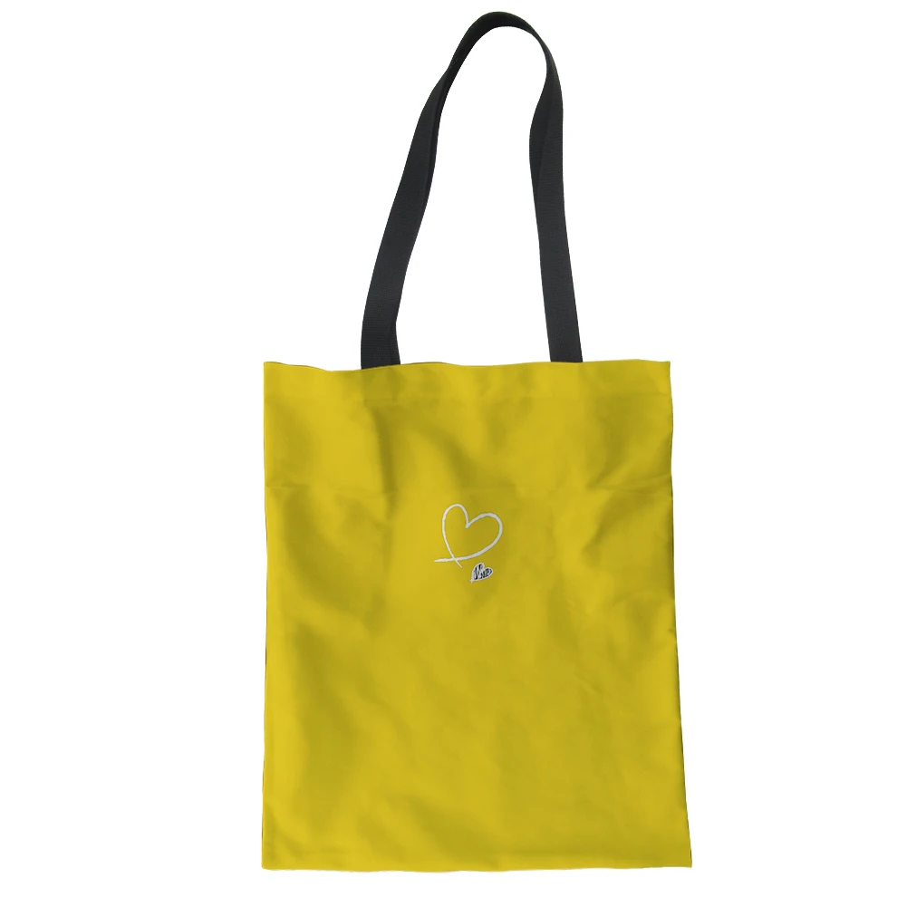 

Big Cotton Tote Bag Heart Print Yellow Pattern Small Shopping Bags Custom Photo/Logo Canvas Shopping Bag Meaningful Gift for Mom, Customized color