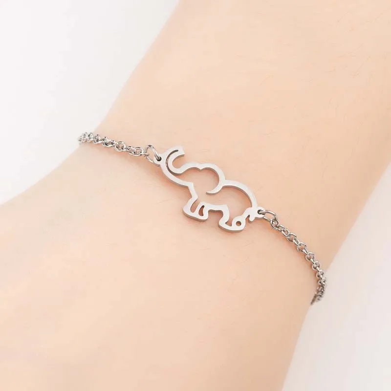 

Y&Y Simple Mori Series Hollow Animal Long Nose Elephant Stainless Steel Charm Bangles Bracelets, Picture shows