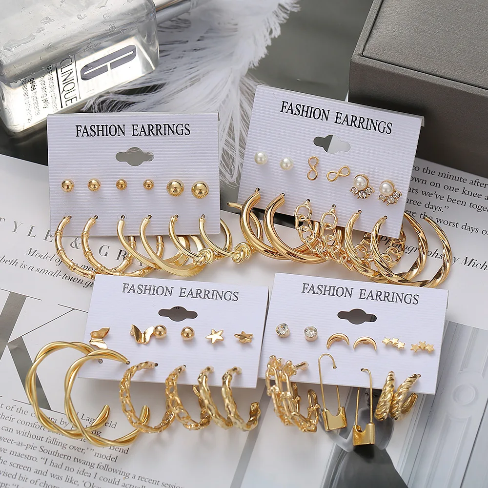 

GOGO JEWELRY Amazon hot selling flower hoop earrings alloy chain hoop earrings for women jewelry, Gold