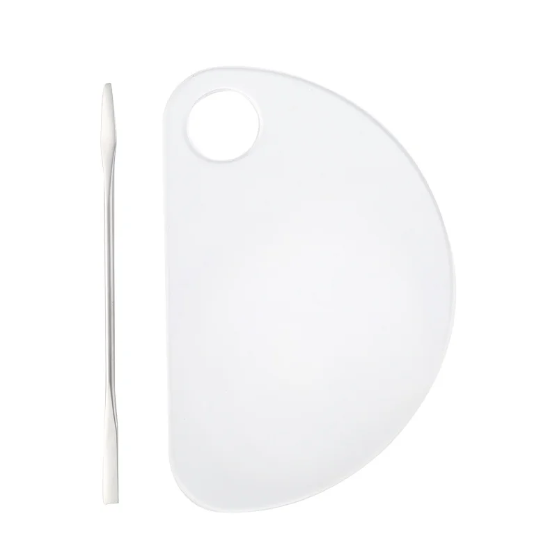 Makeup Palette Stainless Steel Nail Palette Acrylic Nail Palette with Spatula Foundation Mixing Spoon