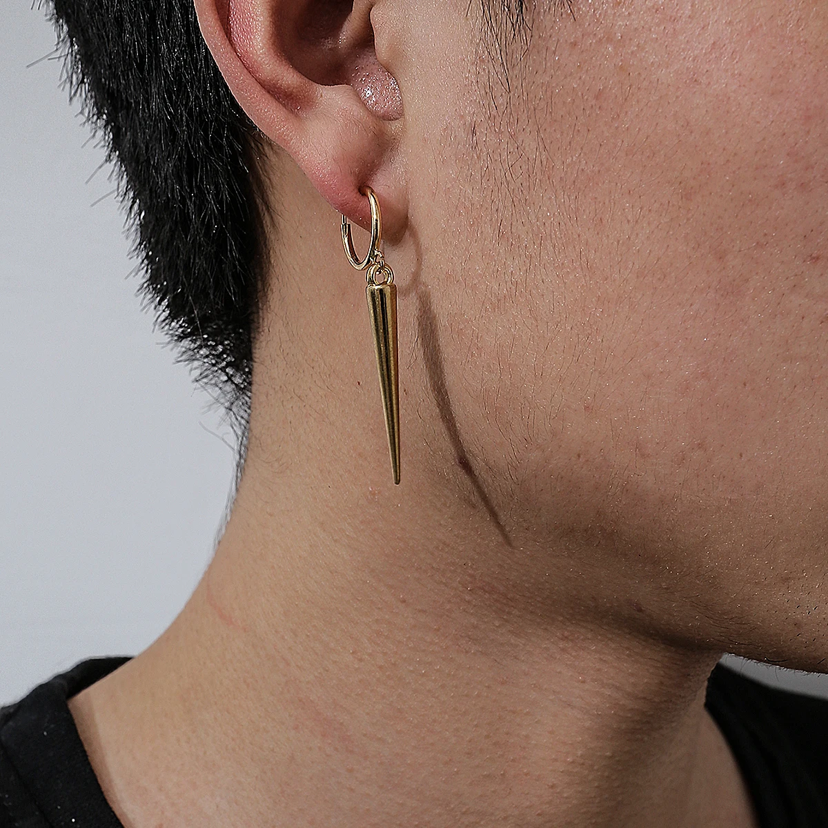 

SHIXIN Trendy Conical Geometric Shape Earrings Punk Street Hip hop Unisex Drop Earring For Women Men Party Gifts Jewelry, Gold,silver