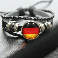 

Promotional Gift Leather Various National Flag Woven Leather Bracelet for Football Fans Sports Games Hot Promotion Gifts