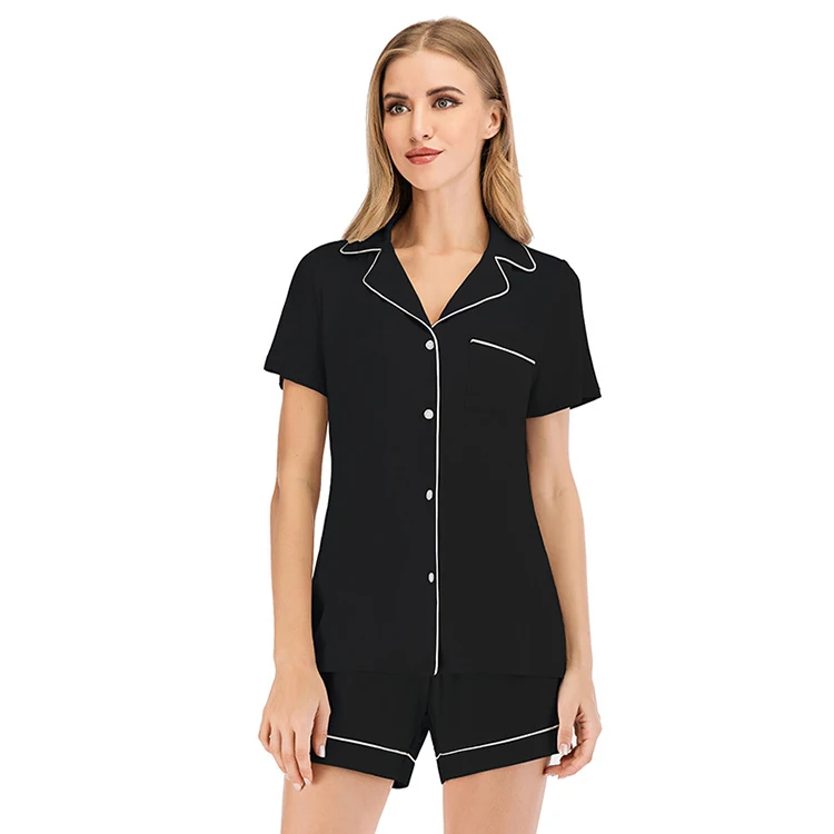 

Custom Ladies Short Sleeve Shorts Loungewear Modal Sleepwear Pajamas Women Cotton 2 PC Pjs Set Home Wear Pajamas
