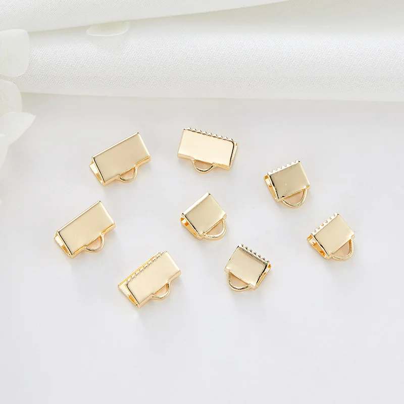 

Factory Wholesale 14K Gold Plated Horse Clip Clasps Crimp End Clamps Cord Ends for Jewelry Making