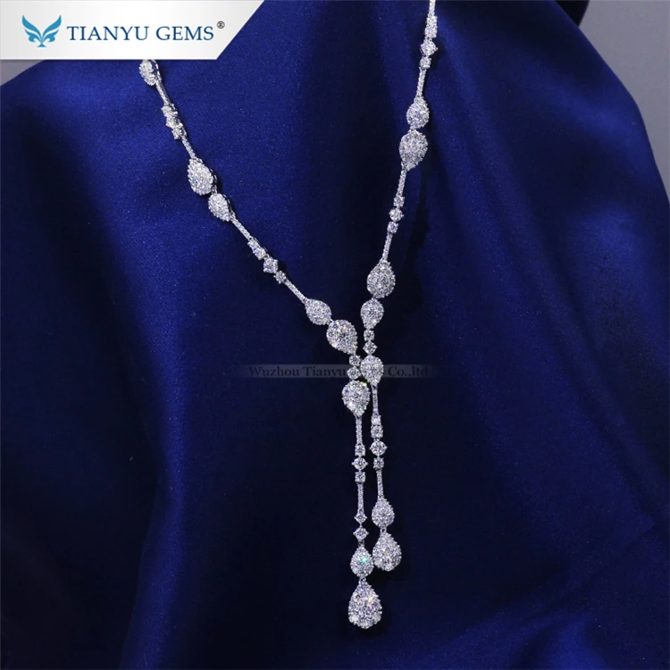 

Tianyu gems only one piece super luxury white gold with moissanite diamond necklace