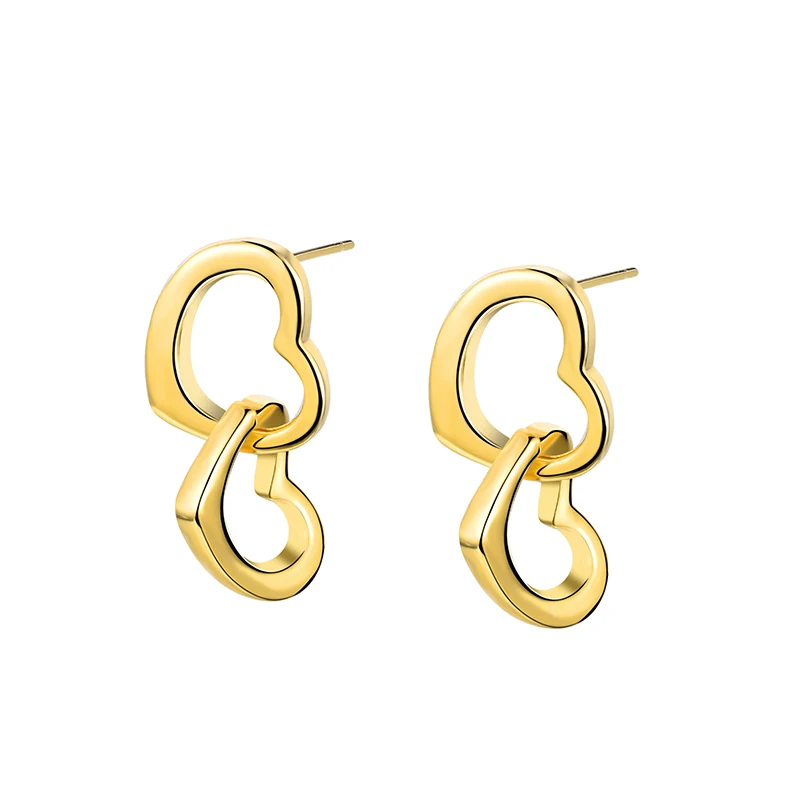 

Simple female Earrings Fashion copper heart-shaped pendant 18K Earrings Jewelry Gift for lovely girls, Golden