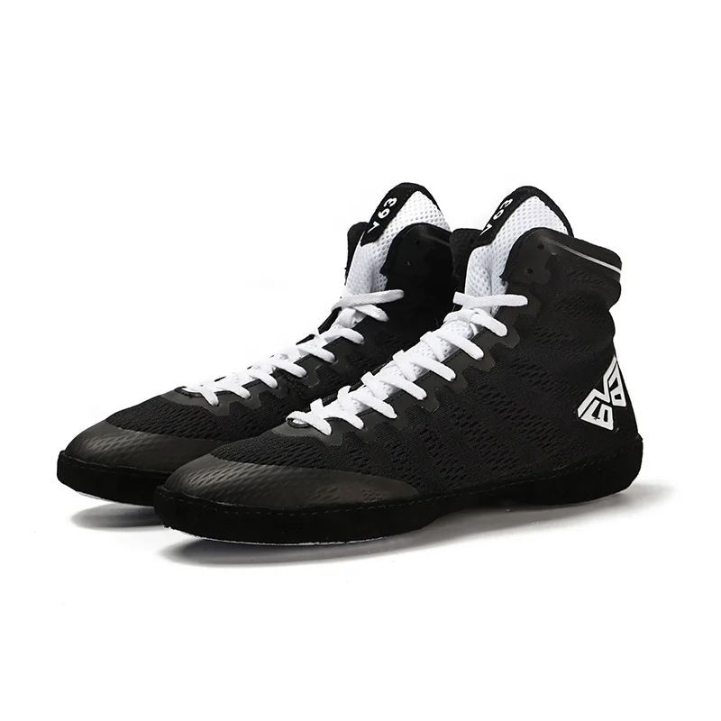 

2021 Men Boxing Shoes Rubber Outsole Breathable Male Wrestling Shoes Costume Black White Shoes for Wrestling Wrestling Footwear