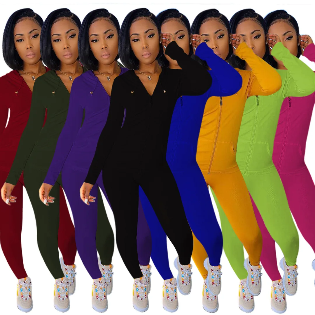 

Wholesale Cotton Sports Wear Long sleeve jogging two pieces set fall 2020 women clothes