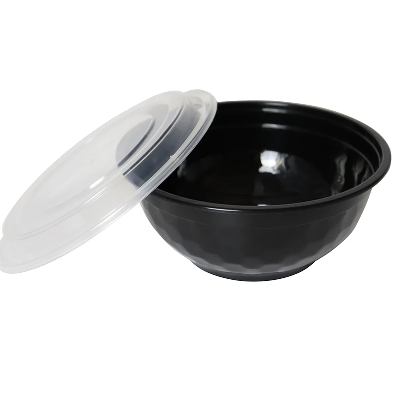 

Hot Sales Disposable Round Meal Prep Container Plastic Food Container Salad Bowl with Lids 36oz