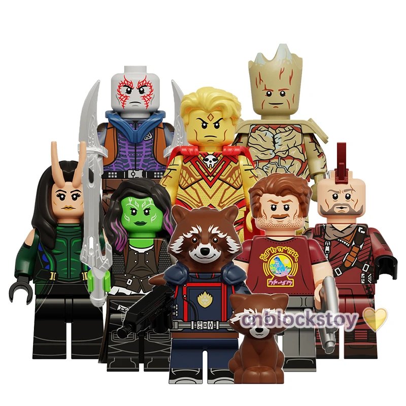 

Guardians of the Galaxy Camora Drax Rocket Raccoon Mantis Adam Super Heroes Mini Brick Building Block Figure Collect Toy KT1070