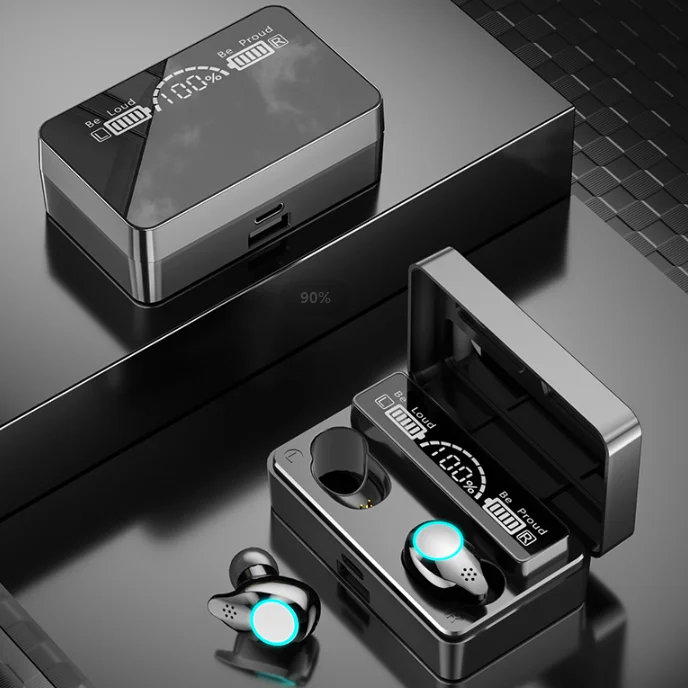 

New Wireless TWS Earphone Waterproof IPX7 Voice Call Touch Control gaming Headset Led Display Headphone Earbuds, Black