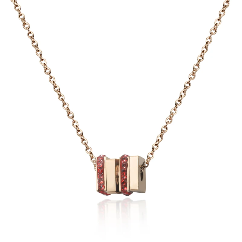 

Custom Design New Fashion Stainless Steel Red Square Gold Plated Pendant Necklace, Gold/rose gold/ black/steel