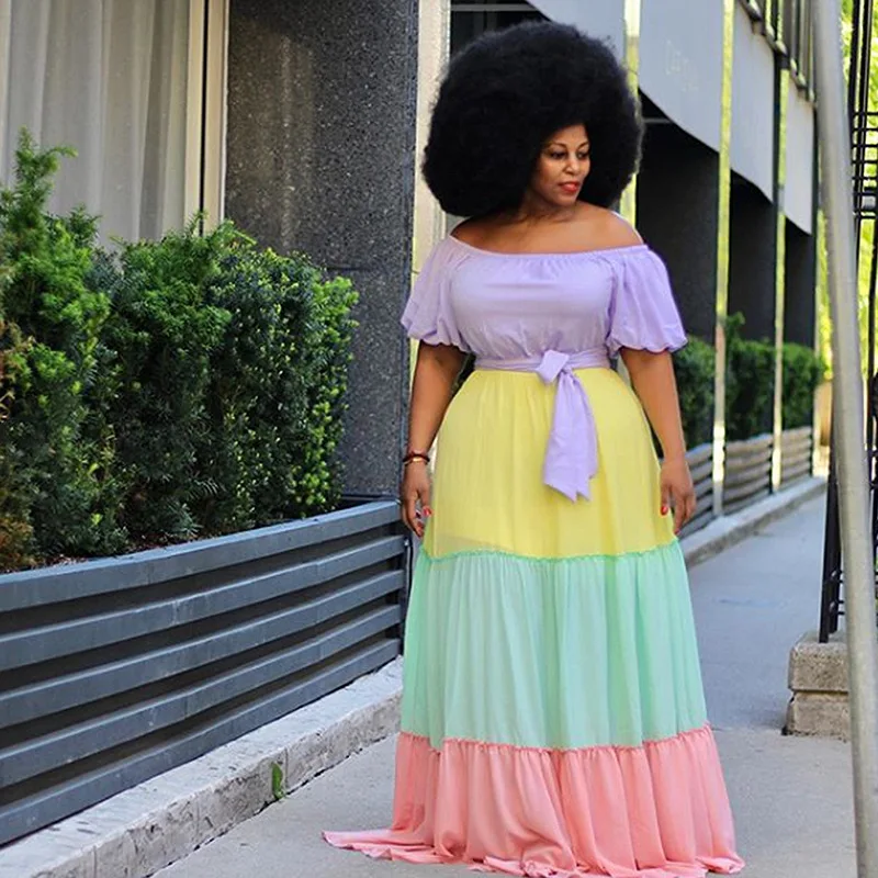 

Large Size One Shoulder Plus Size Women Long Dress